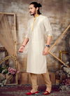 Cream Colour MANGALAM Latest Designer Function Wear Traditional Dupian Silk Kurta Churidar Pajama Redymade Collection MM-6